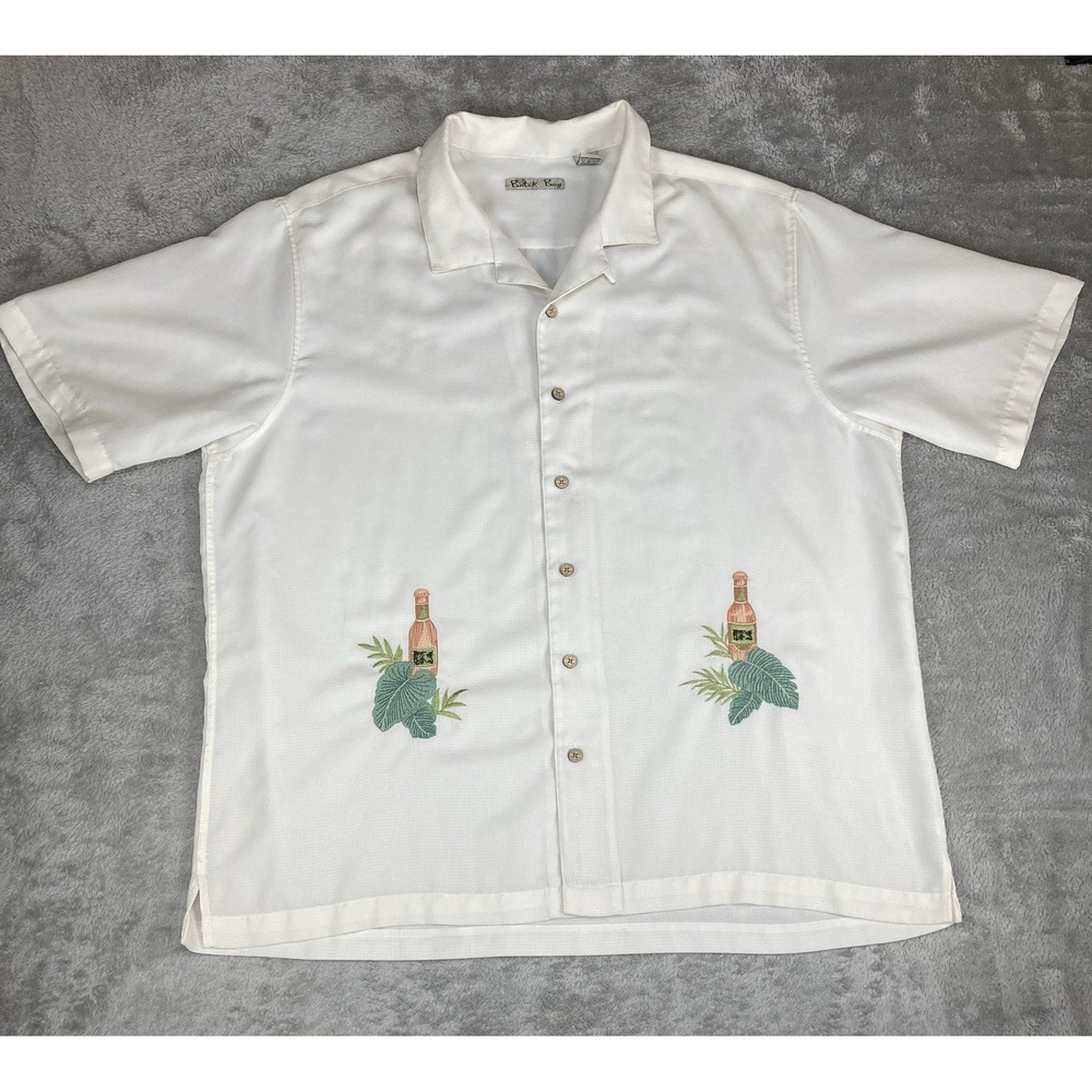 Batik Bay Mens 2XL Hawaiian‎ Shirt White Tropical Short Sleeve Breathable